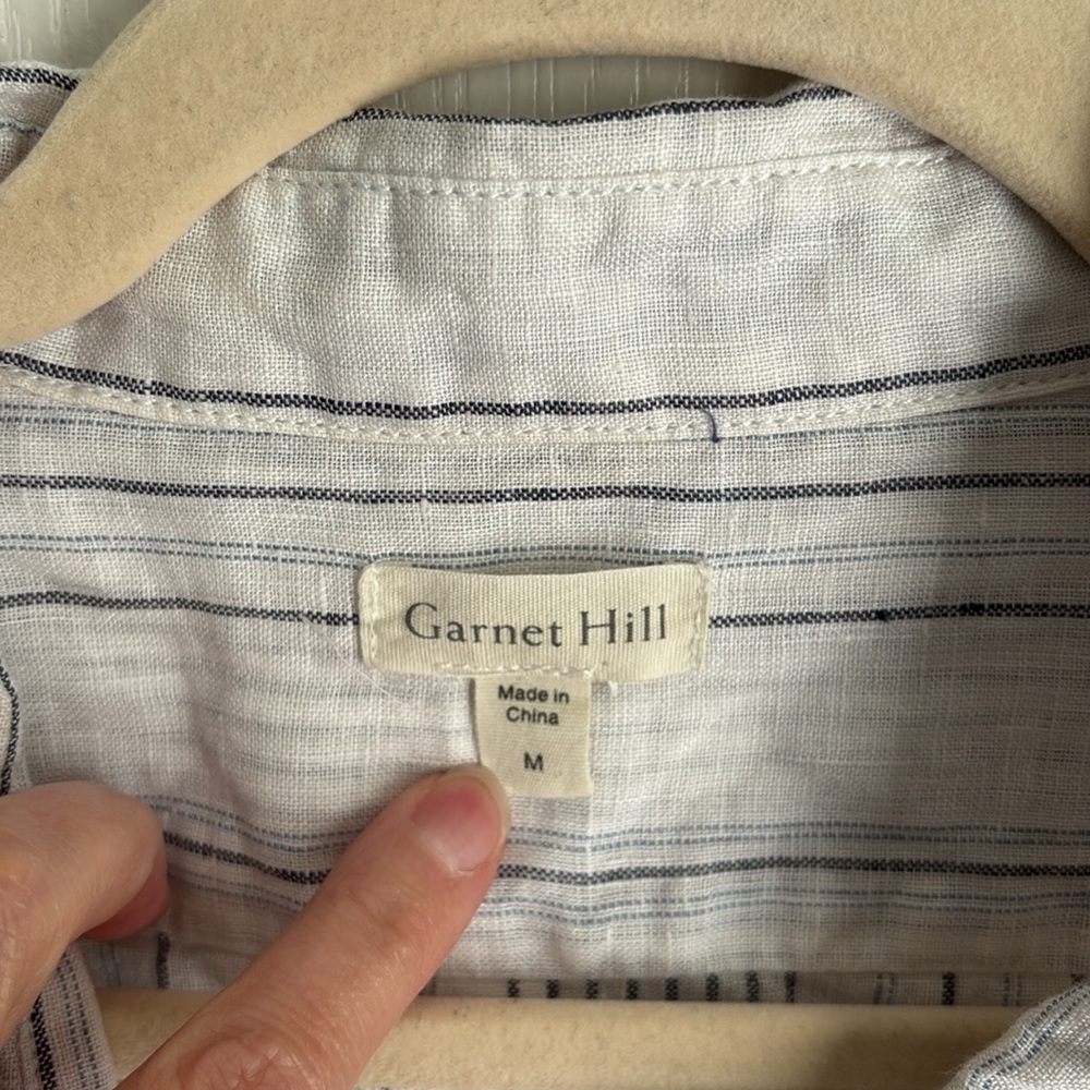 Garnet Hill Easy Linen Tunic. Button Down Blouse. Neutral. Size Medium. - Picture 5 of 7